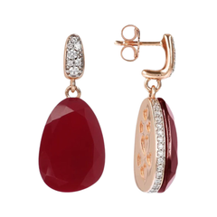 Pendientes Bronzallure Precious con ágata roja y pavé de circonitas cúbicas
