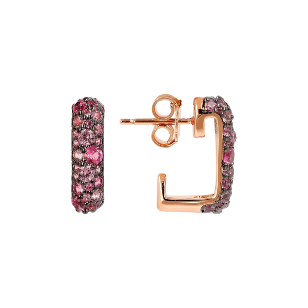 Pendientes Bronzallure Square Stud con pavé de circonitas rosas