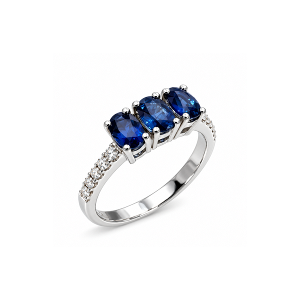 Giorgio Visconti Trilogy Ring in 18kt White Gold with Sapphires and Natural Diamonds AB15727Z