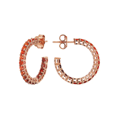 Pendientes de aro Bronzallure con circonita cúbica de gota naranja mediana