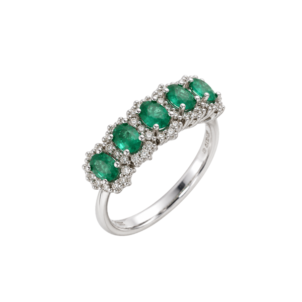Mirco Visconti 5-Ring Eternity Ring with Emeralds/Sapphires and Diamonds