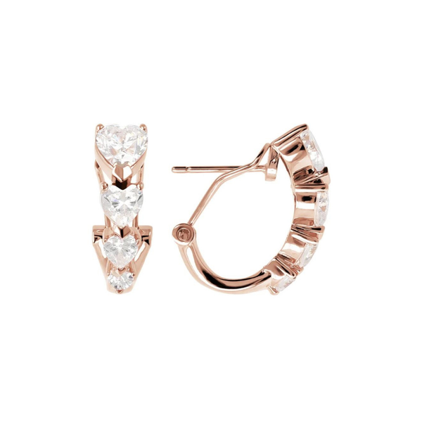 Pendientes Bronzallure con corazones de rosa dorada
