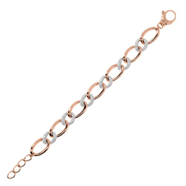 Bracciale Bronzallure Maglie Ovali Ed Elementi Pavé In Cubic Zirconia WSBZ02014.W