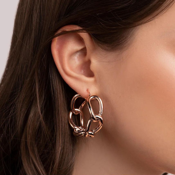 Pendientes de aro Bronzallure con cadena de cable trenzada alargada