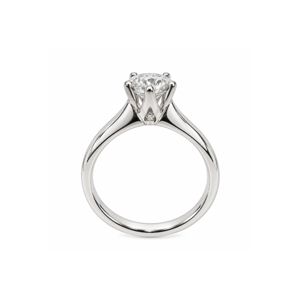 Anillo solitario de 5 puntas Golay en oro blanco
