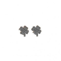 Rebecca Jolie Four-Leaf Clover Earrings in Yellow Gold and Diamond Dust