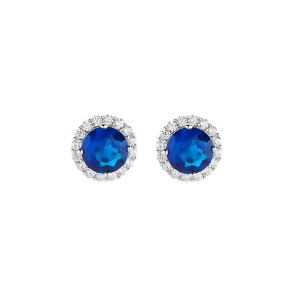 Orecchini Amen Diamond Con Zircone Tondo Blu ELUBOBBBLZ