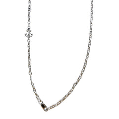 Collana Zancan da Uomo in Oro Bianco con Ancora con Zaffiri e Diamanti