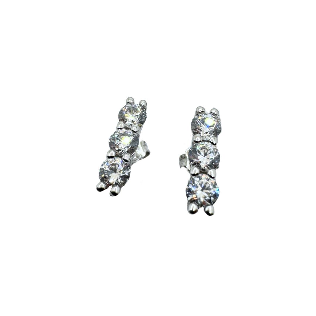 Orecchini a Lobo Trilogy in Oro Bianco 18 KT e Zirconi OR029