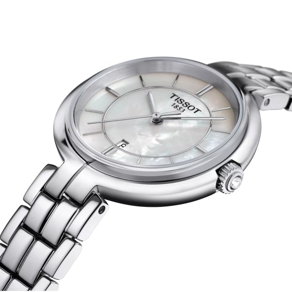 Orologio Tissot Flamingo con Quadrante in Madreperla e Cinturino Asimmetrico T0942101111100