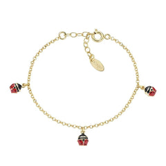 Bracciale Amen Bimba Coccinelle Pendenti Smaltate Rosso E Nero BRJ3COGR1