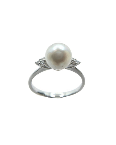 Anello Bibigì In Oro Bianco Con Perla Akoya 7mm E Diamanti