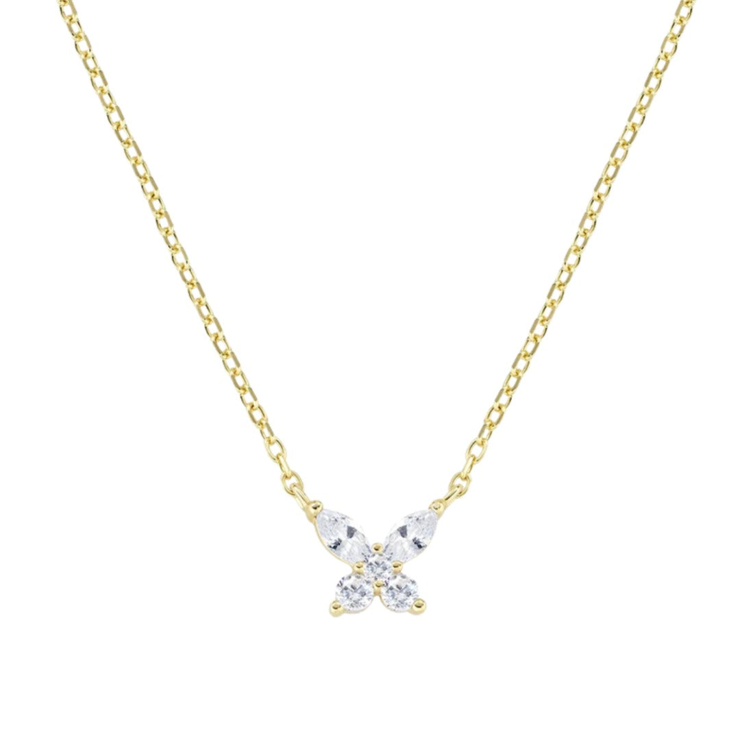 Collana Amen Petali Bianca Dorata in Argento CLBUTGBB