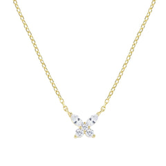 Collana Amen Petali Bianca Dorata in Argento CLBUTGBB