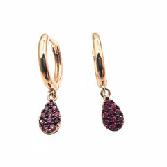 Pendientes colgantes de oro rosa de 18 quilates con circonitas blancas o rojas