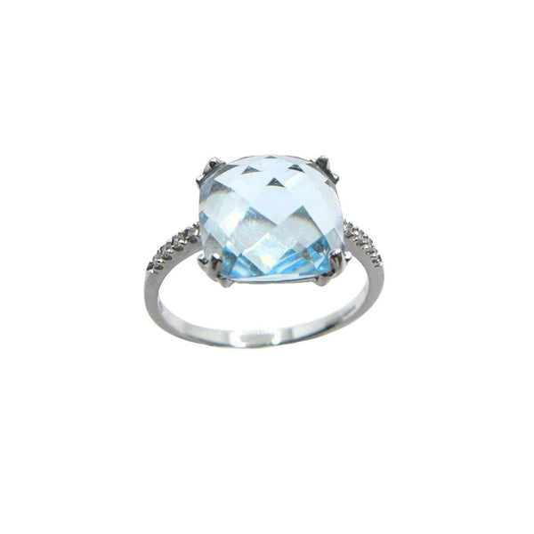 Anello Giorgio Visconti con Topazio Azzurro e Diamanti