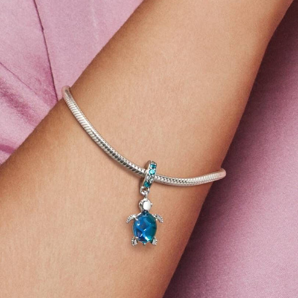 Pandora Blue Murano Glass Sea Turtle Dangle Charm 798939C01