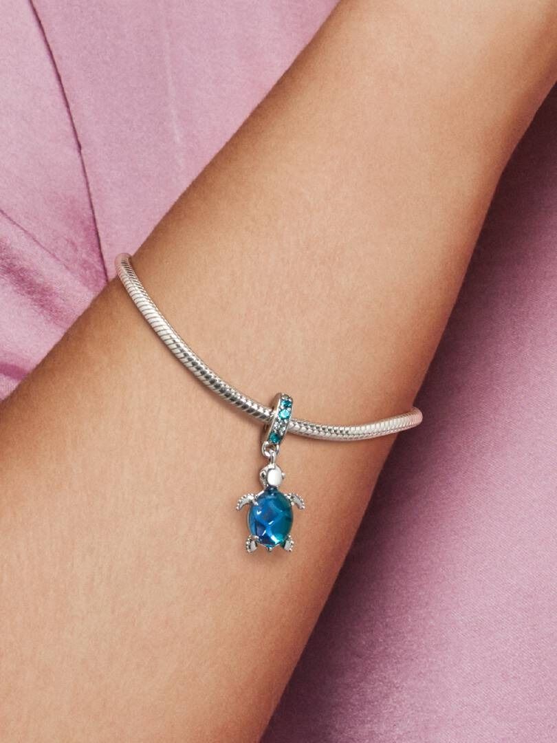 Charm Pandora Pendente Tartaruga Marina Vetro Di Murano Blu 798939C01