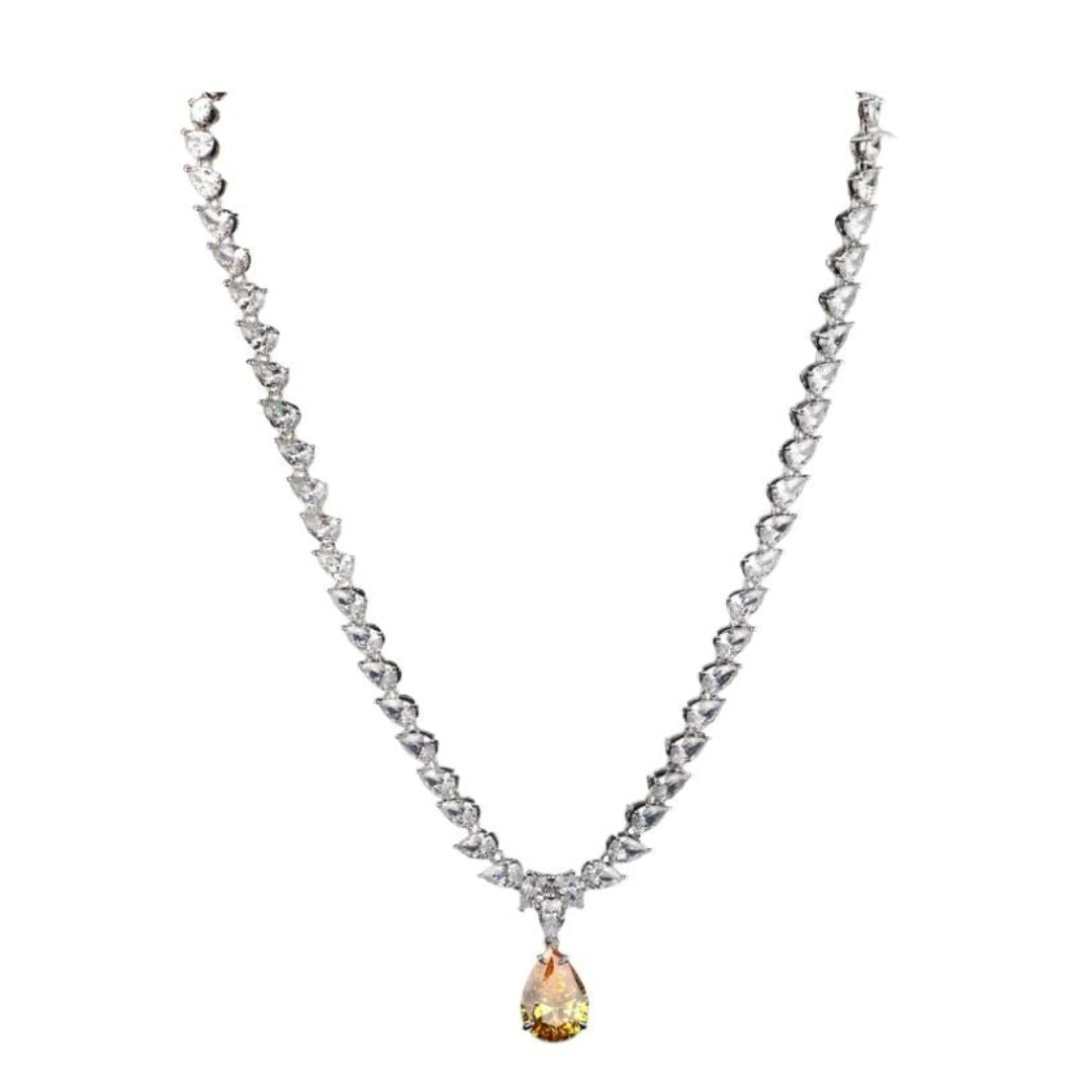 Gargantilla Stardust con circonitas blancas y gota amarilla