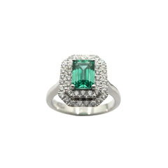 Anello Iannelli Handmade in Oro Bianco con Smeraldo Taglio Ottagonale e Diamanti ANK7447