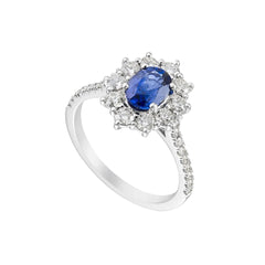 Golay White Gold Ring with 1.19 ct Natural Sapphire and 0.77 ct Brilliant Cut Diamonds