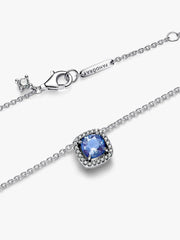 Collana Pandora Punto Luce Quadrato Blu Con Pavè Bianco 393560C01-45