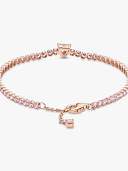 Bracciale Pandora Tennis Rosè Con Cuore In Rilievo Rosa
