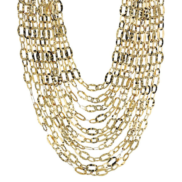Collar etrusco de varias vueltas con cadena ovalada martillada