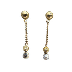 Orecchini Pendenti in Oro Bianco e Giallo 18 KT con Sfere Diamantate ORK405