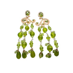 Orecchini Fiorini in Argento con Quarzo Rosa, Peridoto e Zirconi 0125AG7360114J