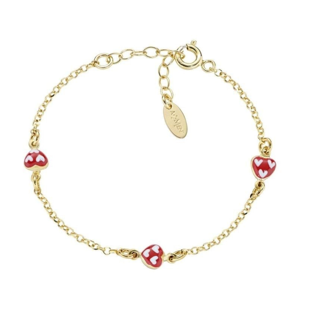 Amen Bracelet for Girls with Red Enameled Heart