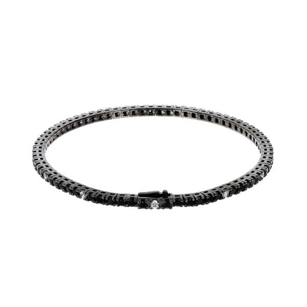Bracciale Albert M. Tennis Bicolore Nero E Bianco Con Cubic Zirconia WSOX00567.RT.BLK-W.19