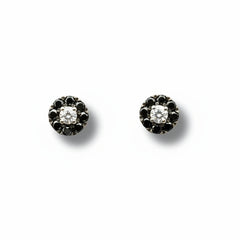Pendientes Iannelli hechos a mano en oro blanco de 18 quilates con diamantes blancos y negros