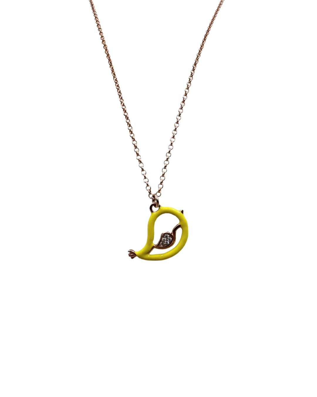 Collana Versari in Argento Rosè con Pulcino Smalto Giallo C25/4S