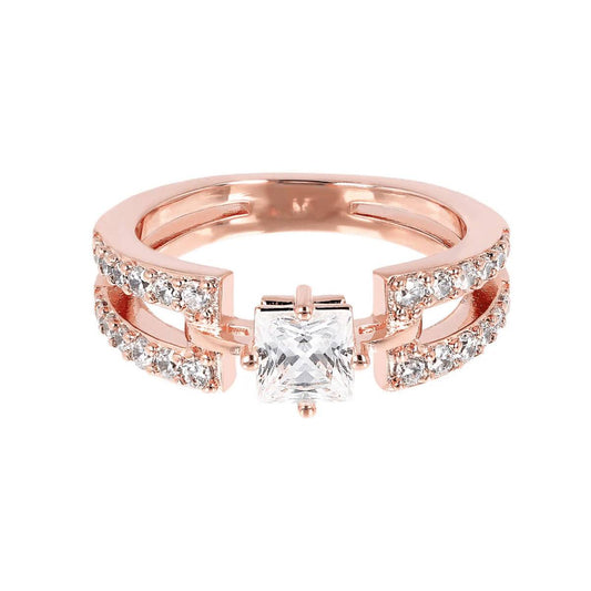 Anillo Bronzallure con circonita cúbica en rosa dorado