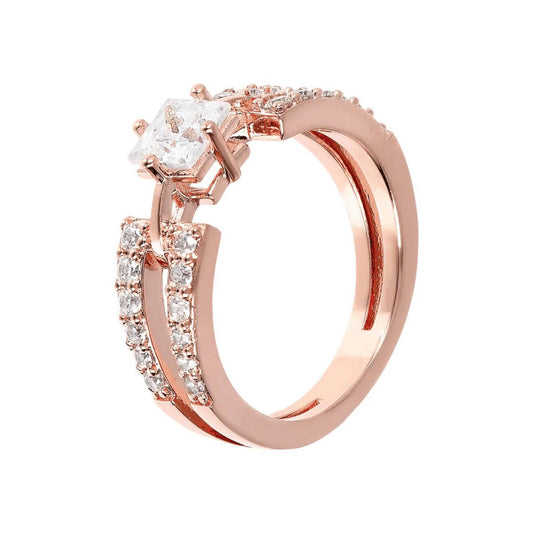 Anillo Bronzallure con circonita cúbica en rosa dorado