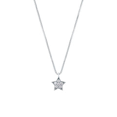 Collar Mirco Visconti de oro blanco con colgante de estrella con pavé de diamantes