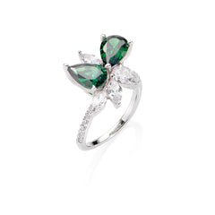 Stardust Ring with White and Green Zircons