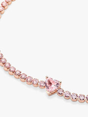 Bracciale Pandora Tennis Rosè Con Cuore In Rilievo Rosa
