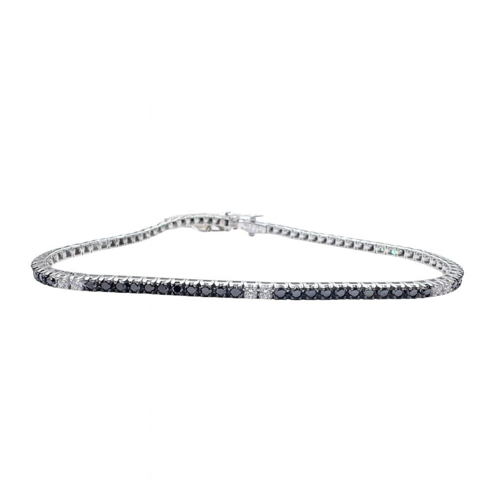 Davite&amp;Delucchi Tennis Ring in White Gold with Alternating Black and White Diamonds