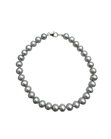 Bracelet with 6 mm Gray Freshwater Pearls and White Gold Clasp
