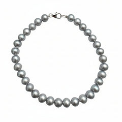 Pulsera con Perlas de Agua Dulce Grises de 6 mm y Cierre de Oro Blanco
