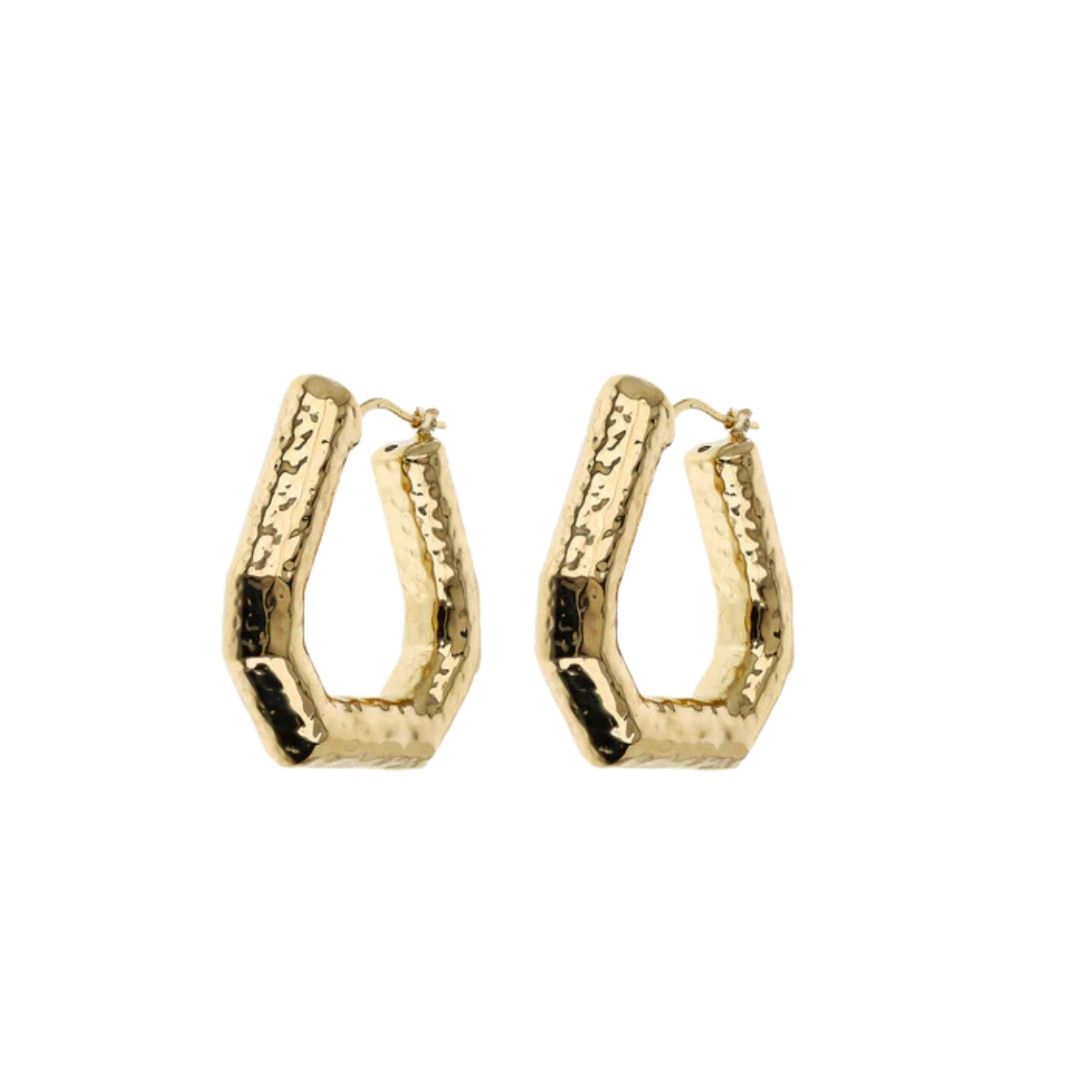 Etruscan Geometric Hammered Hoop Earrings