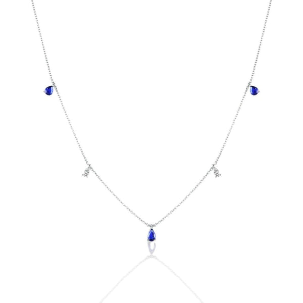 Collana Mirco Visconti in Oro Bianco con Pendenti con Zaffiri Taglio Goccia e Diamanti Taglio Brillante ABA1314/Z