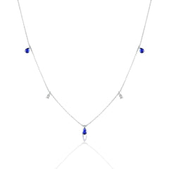 Mirco Visconti White Gold Necklace with Pendants featuring Drop-Cut Sapphires and Brilliant-Cut Diamonds