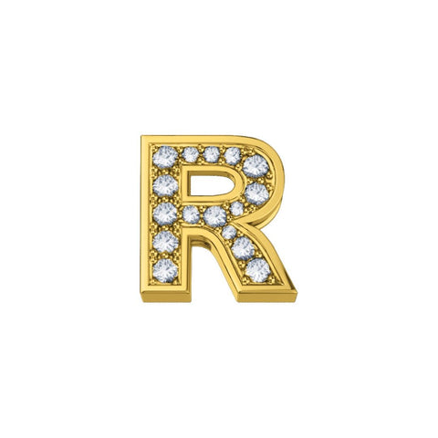 Elementos de la letra R en oro amarillo y diamantes de 0,02 ct
