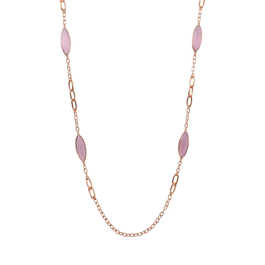 Collana Bronzallure Lunga Maglie Alternate e Pietre Effetto Occhio di Gatto WSBZ02614.PCE