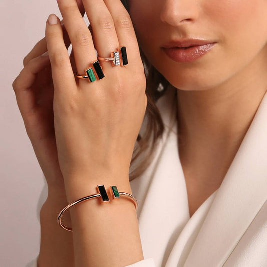 Pulsera Bronzallure Contrarié con Piedras Carré en Golden Rose