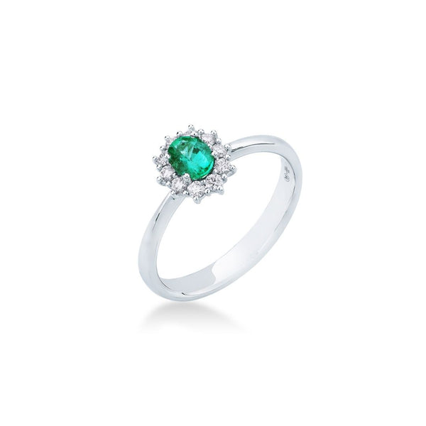 Anello Mirco Visconti con Smeraldo Centrale e Contorno di Diamanti Kate Z681/A5S