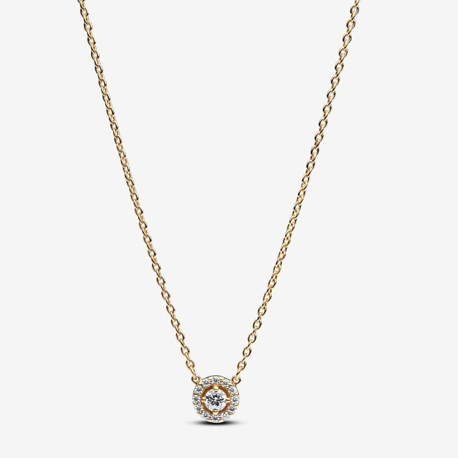 Collar Pandora con Punto de Luz y Pavé en Baño de Oro Amarillo